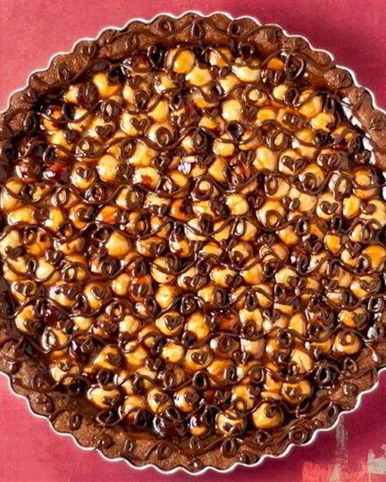 Рецепт шоколадна-карамельно-орехового тарт
