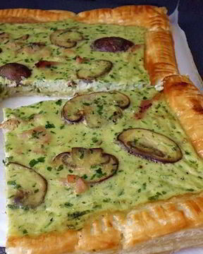 Тарт с грибами и ветчиной