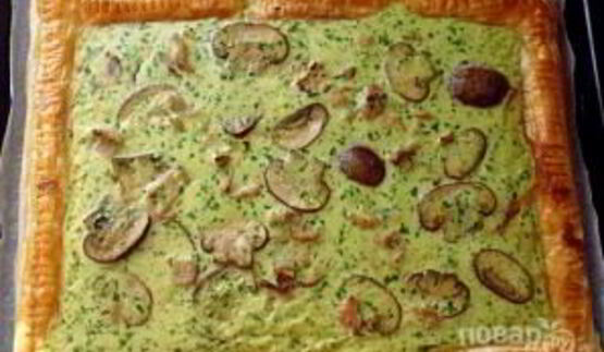 тарт с грибами и ветчиной