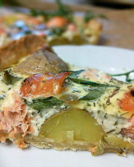 Рецепт тарта с лососем и картофелем