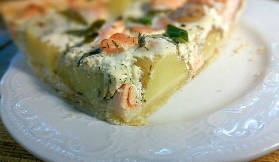 тарт с лососем и картофелем