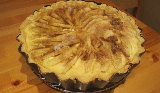 тарт с маком, творогом и яблоками