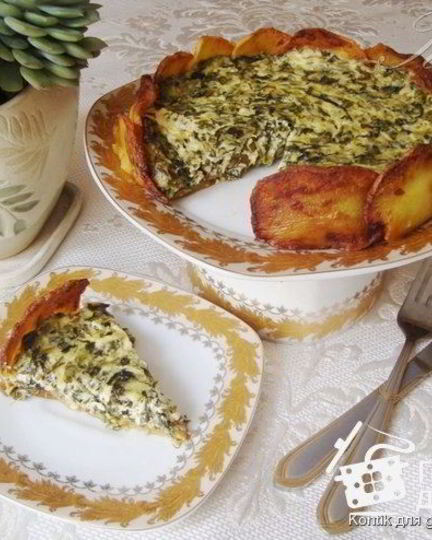 Рецепт творожного тарта с зеленью в картофельного корочке