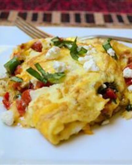 Рецепт яичницы с помидорами и сладким перцем