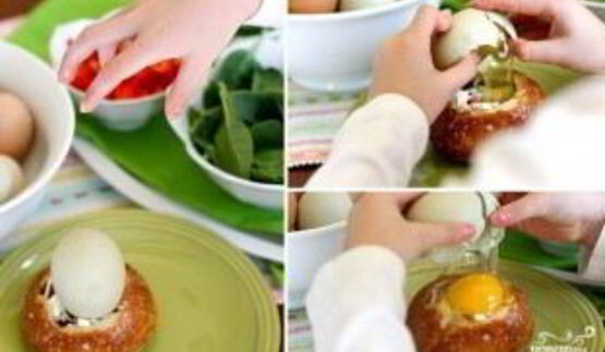 яичница в хлебном горшочке