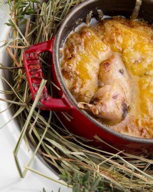 Жульен из белых грибов с перепелкой