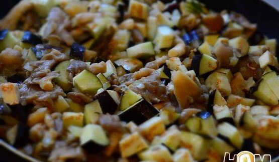 жульен с вешенками и баклажанами