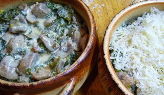 жюльен с грибами и шпинатом